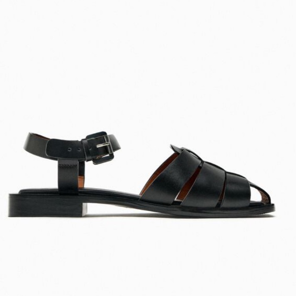 ZARA BLACK FISHERMAN SANDAL -flat